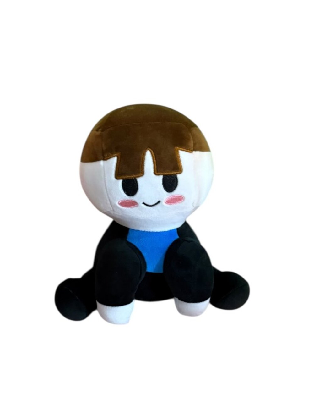 Roblox-Inspired Noob Plush – Brown Hair, Blue Shirt